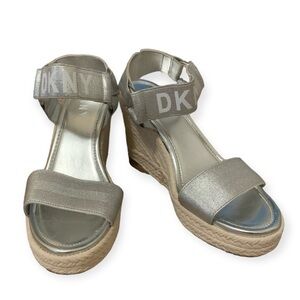 DKNY silver wedge sandals